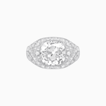 Load image into Gallery viewer, Art Deco Inspired Cushion Cut Ring with Baguette Diamonds - Shahin Jewelry