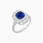 Load image into Gallery viewer, Art Deco Inspired Cushion Cut Sunburst Diamond Halo Ring - Shahin Jewelry