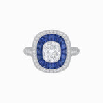 Load image into Gallery viewer, Art Deco Inspired Cushion Diamond Halo Ring - Shahin Jewelry
