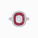 Load image into Gallery viewer, Art Deco Inspired Cushion Diamond Halo Ring - Shahin Jewelry
