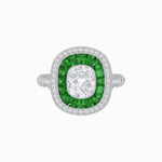 Load image into Gallery viewer, Art Deco Inspired Cushion Diamond Halo Ring - Shahin Jewelry
