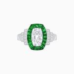 Load image into Gallery viewer, Art Deco Inspired Cushion Diamond Halo Ring with Gemstones - Shahin Jewelry
