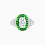 Load image into Gallery viewer, Art Deco Inspired Cushion Diamond Halo Ring with Gemstones - Shahin Jewelry
