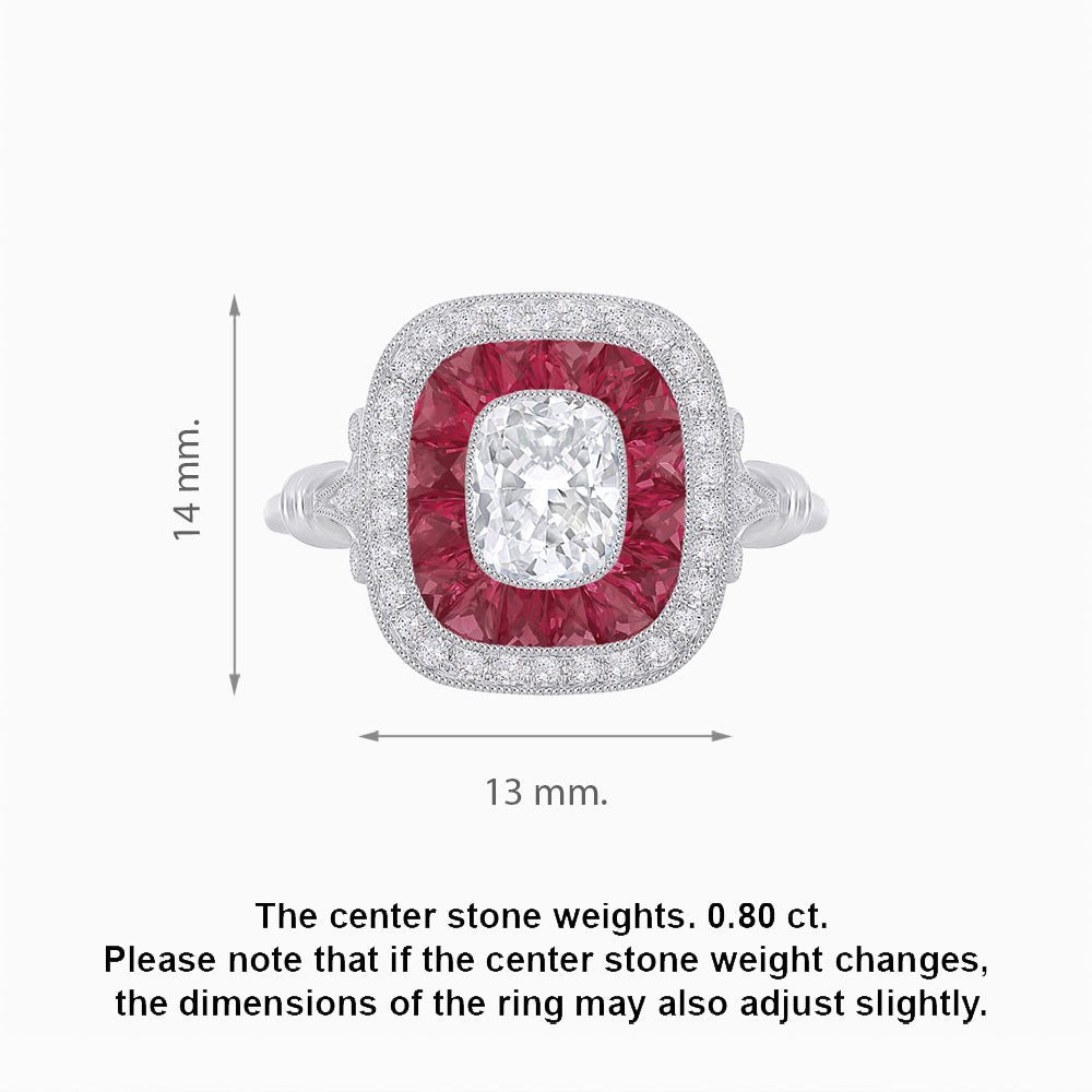 Art Deco Inspired Cushion Gemstone & Diamond Halo Ring - Shahin Jewelry