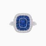 Load image into Gallery viewer, Art Deco Inspired Cushion Gemstone &amp; Diamond Halo Ring - Shahin Jewelry