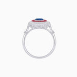 Load image into Gallery viewer, Art Deco Inspired Cushion Gemstone &amp; Diamond Halo Ring - Shahin Jewelry