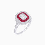 Load image into Gallery viewer, Art Deco Inspired Cushion Gemstone &amp; Diamond Halo Ring - Shahin Jewelry
