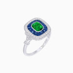 Load image into Gallery viewer, Art Deco Inspired Cushion Gemstone &amp; Diamond Halo Ring - Shahin Jewelry