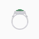 Load image into Gallery viewer, Art Deco Inspired Cushion Gemstone &amp; Diamond Halo Ring - Shahin Jewelry