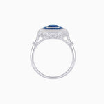 Load image into Gallery viewer, Art Deco Inspired Cushion Gemstone &amp; Diamond Halo Ring - Shahin Jewelry