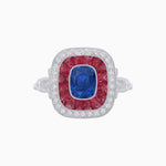 Load image into Gallery viewer, Art Deco Inspired Cushion Gemstone &amp; Diamond Halo Ring - Shahin Jewelry