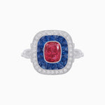 Load image into Gallery viewer, Art Deco Inspired Cushion Gemstone &amp; Diamond Halo Ring - Shahin Jewelry