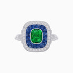Load image into Gallery viewer, Art Deco Inspired Cushion Gemstone &amp; Diamond Halo Ring - Shahin Jewelry