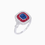 Load image into Gallery viewer, Art Deco Inspired Cushion Gemstone &amp; Diamond Halo Ring - Shahin Jewelry
