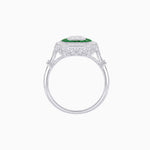 Load image into Gallery viewer, Art Deco Inspired Cushion Gemstone &amp; Diamond Halo Ring - Shahin Jewelry