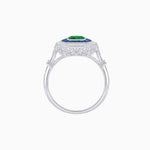 Load image into Gallery viewer, Art Deco Inspired Cushion Gemstone &amp; Diamond Halo Ring - Shahin Jewelry