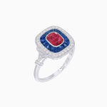 Load image into Gallery viewer, Art Deco Inspired Cushion Gemstone &amp; Diamond Halo Ring - Shahin Jewelry