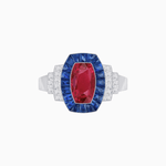 Load image into Gallery viewer, Art Deco Inspired Cushion Gemstones Halo Ring - Shahin Jewelry