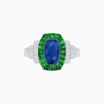 Load image into Gallery viewer, Art Deco Inspired Cushion Gemstones Halo Ring - Shahin Jewelry