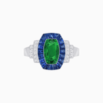 Load image into Gallery viewer, Art Deco Inspired Cushion Gemstones Halo Ring - Shahin Jewelry