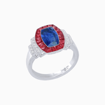 Load image into Gallery viewer, Art Deco Inspired Cushion Gemstones Halo Ring - Shahin Jewelry