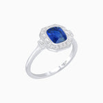 Load image into Gallery viewer, Art Deco - Inspired Cushion Halo Ring Mounting with Baguette and Round Diamonds Custom Center Stone | Bold Symmetry | Hand - Applied Milgrain - Shahin Jewelry
