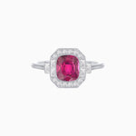 Load image into Gallery viewer, Art Deco - Inspired Cushion Halo Ring Mounting with Baguette and Round Diamonds Custom Center Stone | Bold Symmetry | Hand - Applied Milgrain - Shahin Jewelry
