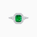 Load image into Gallery viewer, Art Deco - Inspired Cushion Halo Ring Mounting with Baguette and Round Diamonds Custom Center Stone | Bold Symmetry | Hand - Applied Milgrain - Shahin Jewelry
