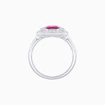 Load image into Gallery viewer, Art Deco - Inspired Cushion Halo Ring Mounting with Baguette and Round Diamonds Custom Center Stone | Bold Symmetry | Hand - Applied Milgrain - Shahin Jewelry
