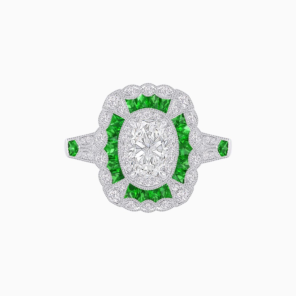 Art Deco Inspired Cushion Shape Ring with Dimond - Shahin Jewelry