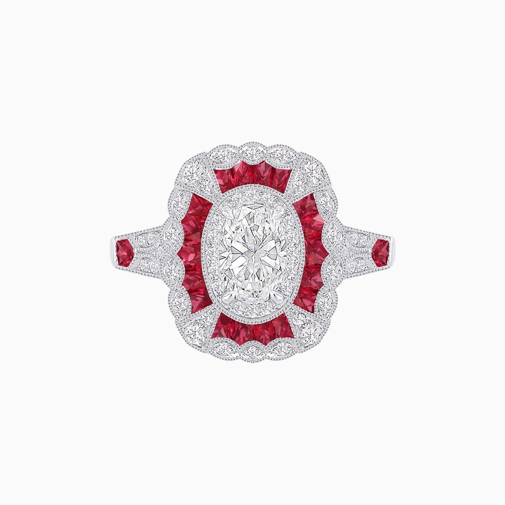 Art Deco Inspired Cushion Shape Ring with Dimond - Shahin Jewelry