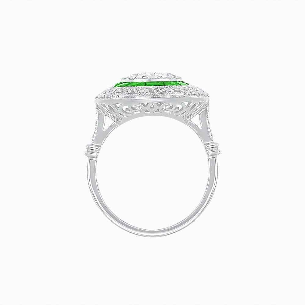 Art Deco Inspired Cushion Shape Ring with Dimond - Shahin Jewelry