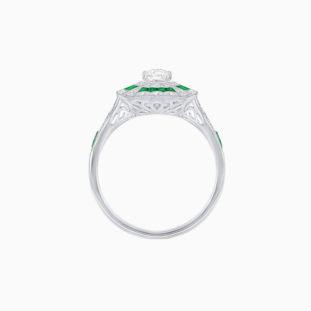 Art Deco Inspired Cushion Shape Ring with Dimond - Shahin Jewelry