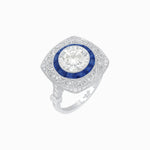 Load image into Gallery viewer, Art Deco Inspired Cushion Shape Ring with Dimond - Shahin Jewelry
