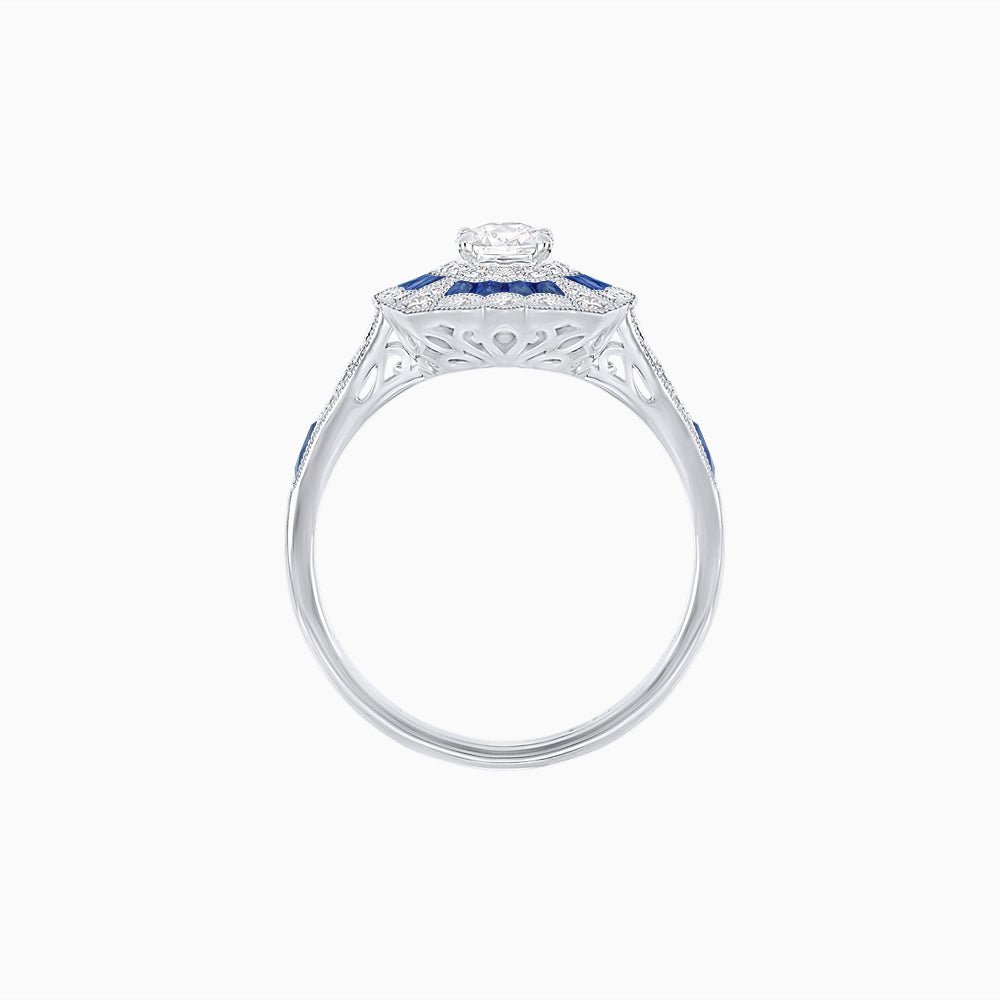 Art Deco Inspired Cushion Shape Ring with Dimond - Shahin Jewelry