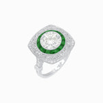 Load image into Gallery viewer, Art Deco Inspired Cushion Shape Ring with Dimond - Shahin Jewelry
