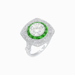 Load image into Gallery viewer, Art Deco Inspired Cushion Shape Ring with Dimond - Shahin Jewelry
