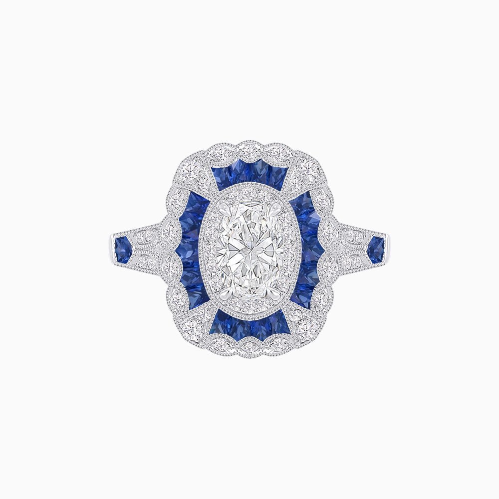 Art Deco Inspired Cushion Shape Ring with Dimond - Shahin Jewelry