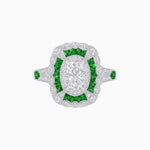 Load image into Gallery viewer, Art Deco Inspired Cushion Shape Ring with Dimond - Shahin Jewelry
