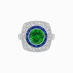 Load image into Gallery viewer, Art Deco Inspired Cushion Shape Ring with Gemstone - Shahin Jewelry
