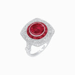 Load image into Gallery viewer, Art Deco Inspired Cushion Shape Ring with Gemstone - Shahin Jewelry
