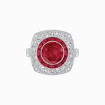 Load image into Gallery viewer, Art Deco Inspired Cushion Shape Ring with Gemstone - Shahin Jewelry
