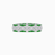 Art Deco-Inspired Diamond and French-Cut Gemstone Wide Filigree Bracelet - Shahin Jewelry