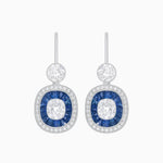 Load image into Gallery viewer, Art Deco - Inspired Diamond And Sapphire Earrings - Shahin Jewelry
