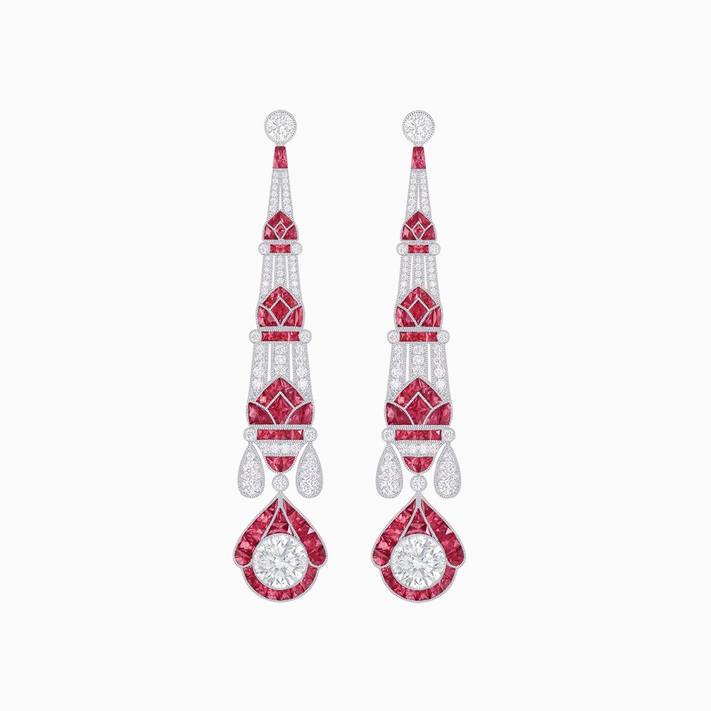 Art Deco Inspired Diamond Dangle Earrings - Shahin Jewelry