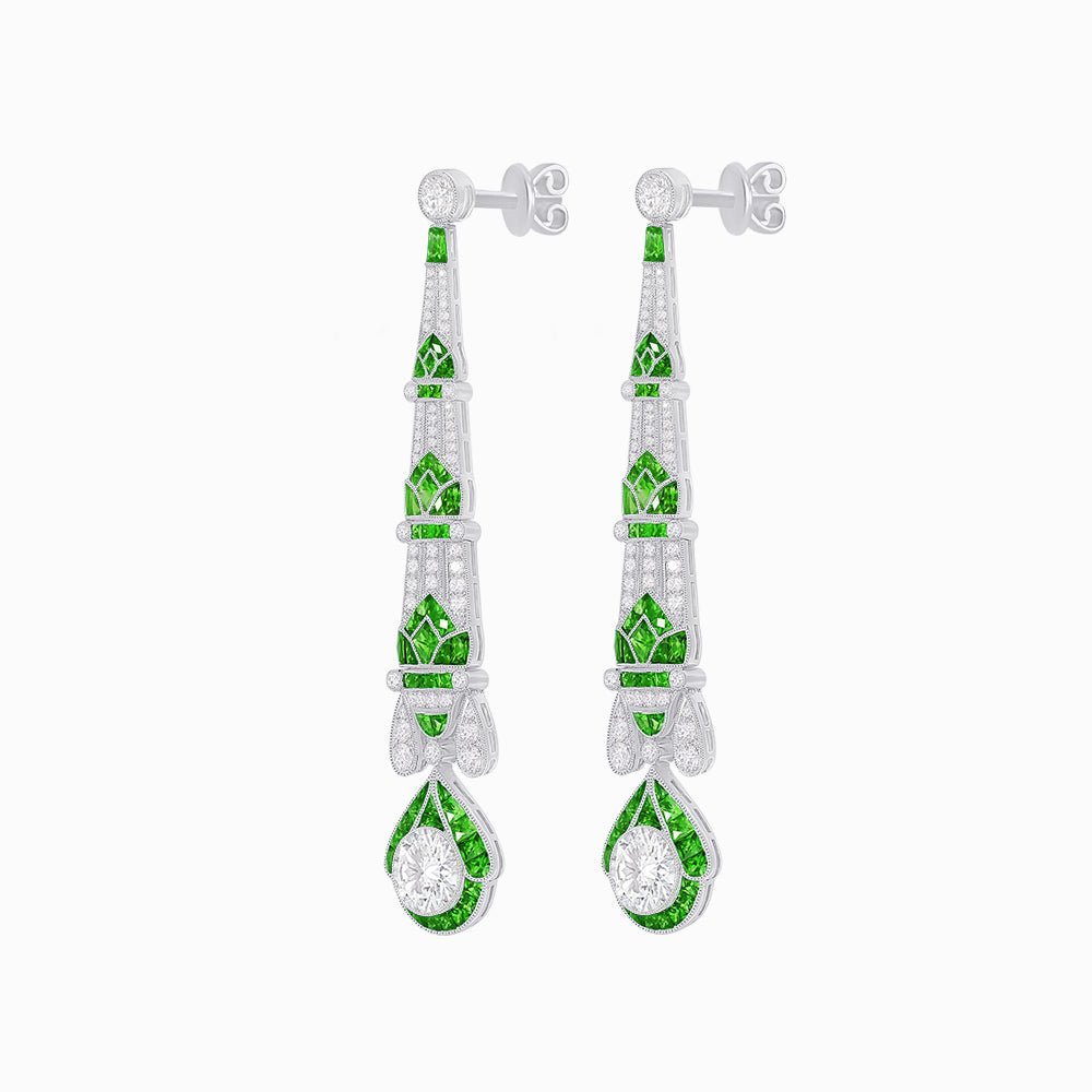 Art Deco Inspired Diamond Dangle Earrings - Shahin Jewelry