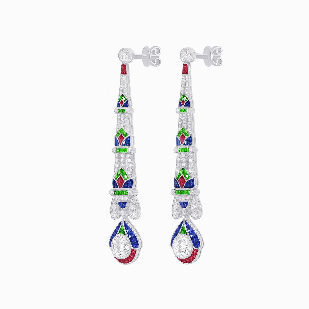 Art Deco Inspired Diamond Dangle Earrings - Shahin Jewelry