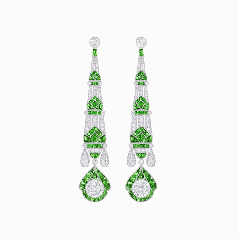 Art Deco Inspired Diamond Dangle Earrings - Shahin Jewelry