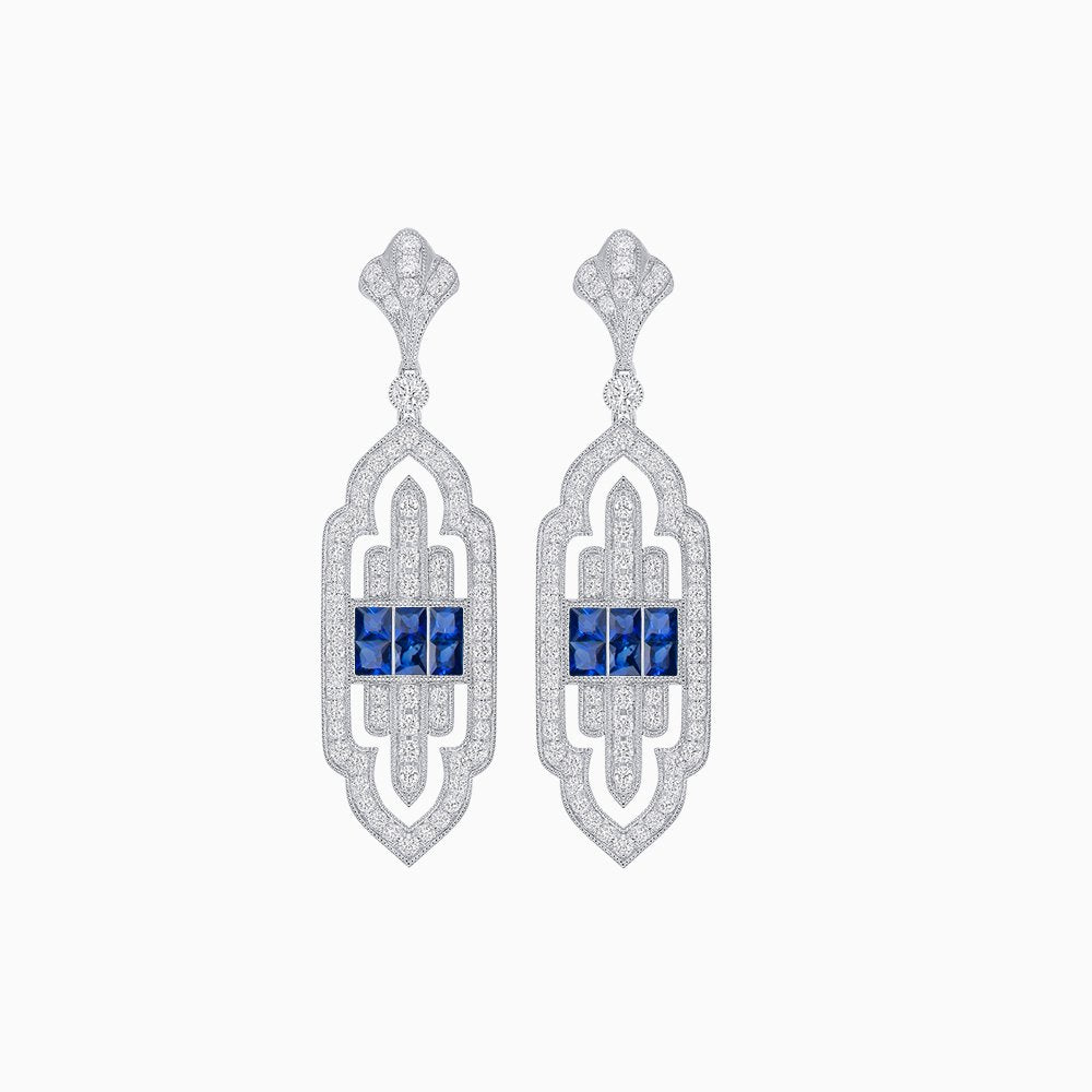 Art Deco Inspired Diamond Dangle Earrings - Shahin Jewelry