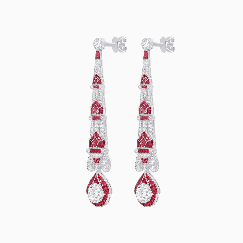 Art Deco Inspired Diamond Dangle Earrings - Shahin Jewelry